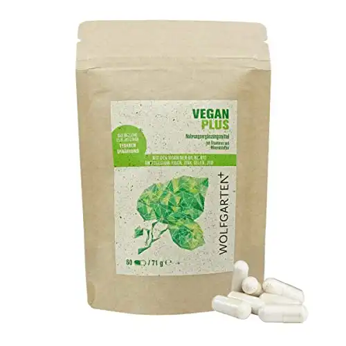 Vegan Plus: Optimierte Nährstoffe für Veganer & Vegetarier • 60 Kapseln • Monatspackung mit essenziellen Vitaminen & Mineralstoffen